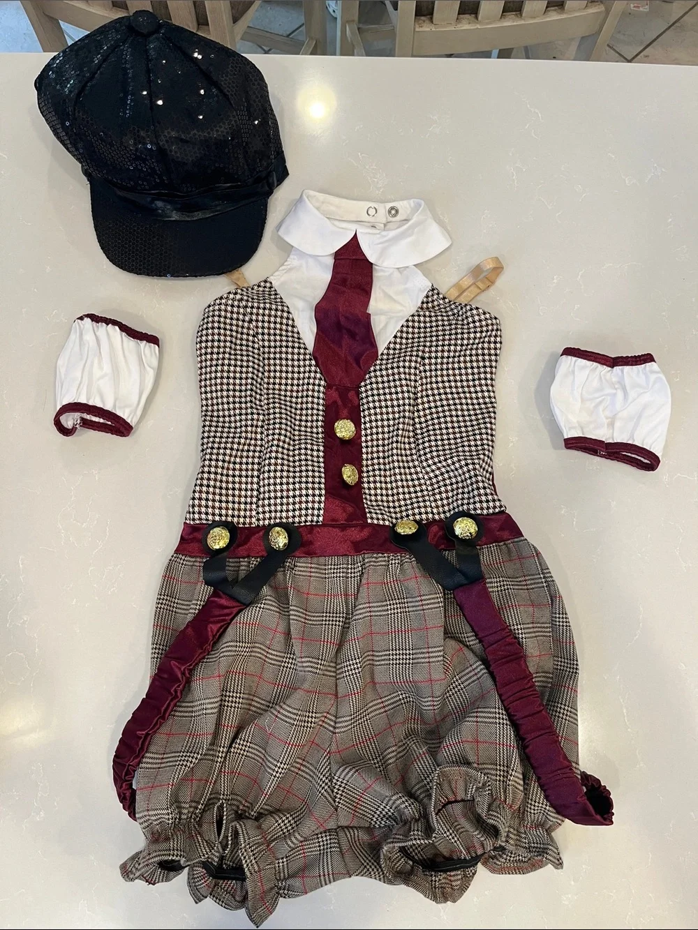 Weissman Plaid Detective Costume in Burgundy and Black